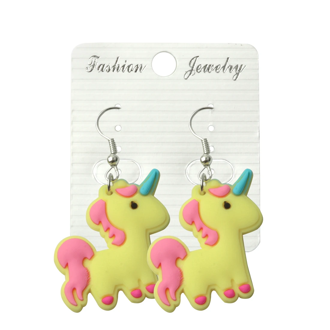 

1 Pair/2 Pcs PVC Unicorn Bright Color Earrings Walking Horse Colorful Dangle Earring Girls Soft Waterproof Cute Ear Accessories