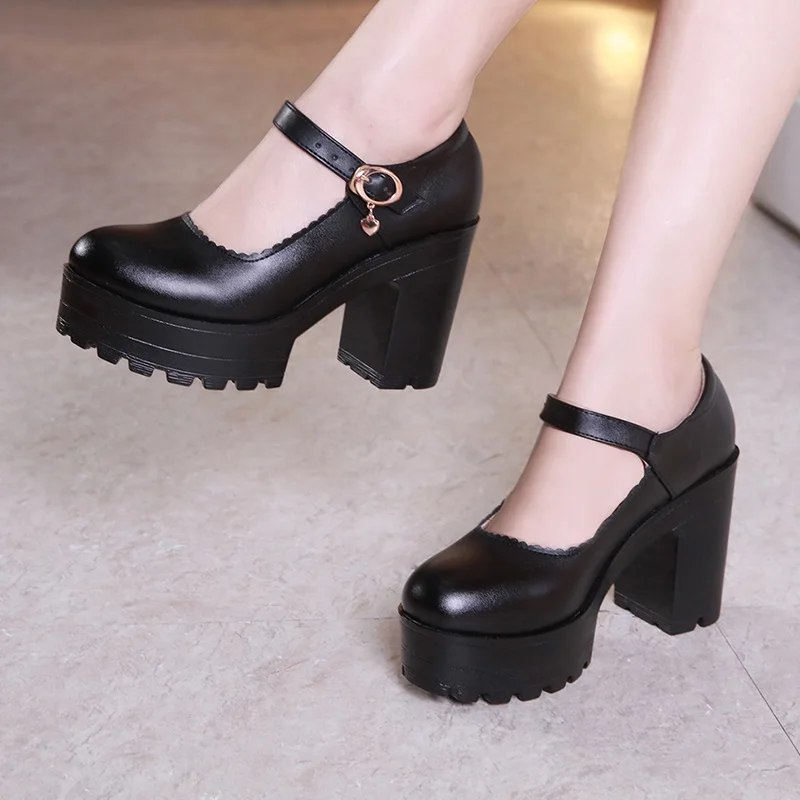 

2019 spring round head shallow mouth with women's shoes shallow mouth super high heel fashion large size single shoes 32-43