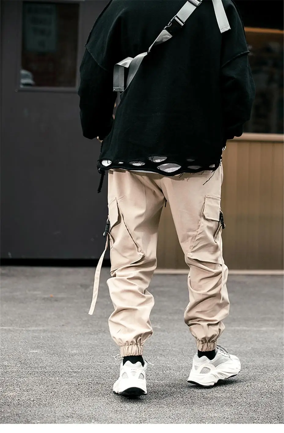 Мужские штаны-шаровары с несколькими карманами, мужские уличные панковские брюки-карго в стиле хип-хоп, повседневные брюки для бега, мужские черные брюки WG02