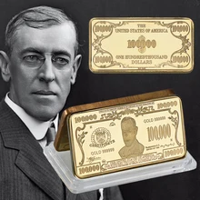 WR 100 доллар Золотой Бар Американский 24 к 999,9 позолоченные металлические поделки банкноты США банкноты поддельные бар стоит коллекция 5 шт