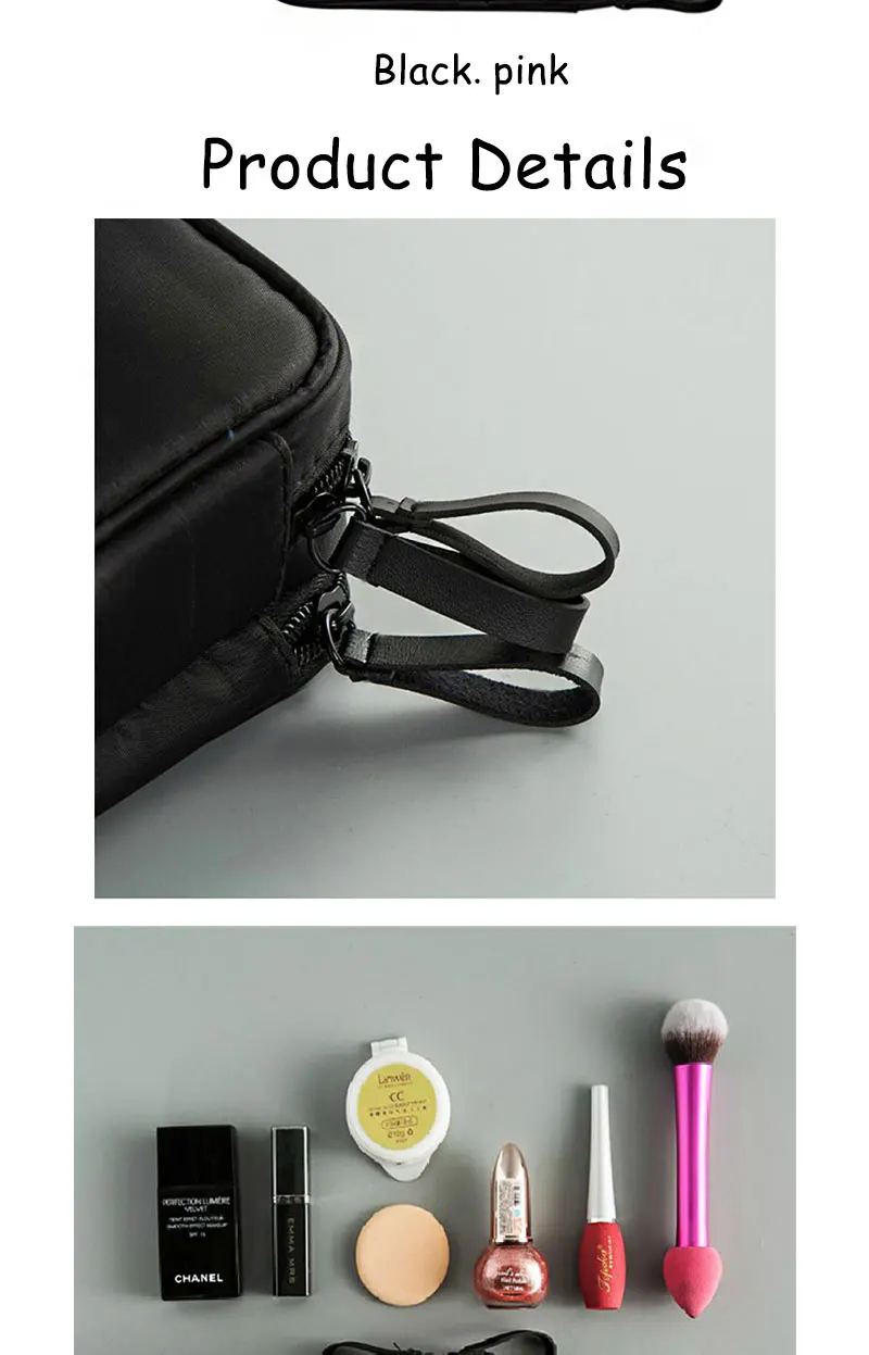 HMUNII новый двойной слой косметики сумка органайзер для путешествий макияж Повседневная Сумочка красота кисти губная помада аксессуары для
