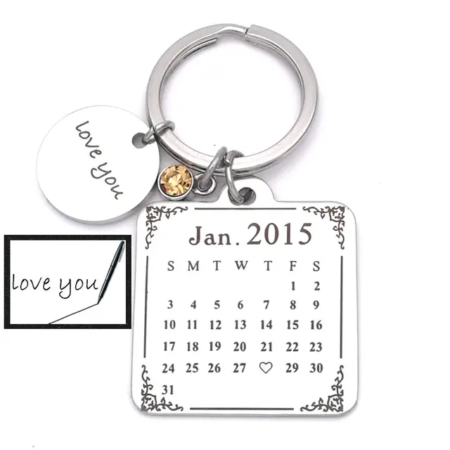 sale sterling calendar keychain gift for him calendar key chain