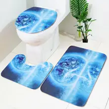 3 шт Звездное небо Печатный нескользящий душ ванная комната коврик пьедестал коврики для туалета крышка набор Подогрев Туалет Биде Туалет