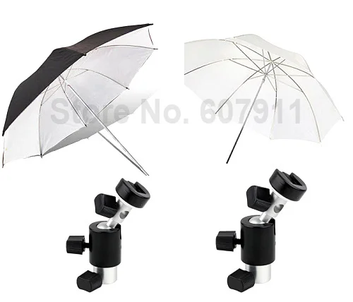 4 в 1 Кронштейн для вспышки света(D) Горячий башмак с держателем зонта+ 43 мягкий зонтик и черный отражающий зонтик для DSLR