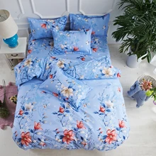Beautiful Floral Bedding Set 4pcs Pattern Bed Linings Duvet Cover Blue Bed Sheet Pillowcases Cover Set Vivid Flower Home Textile bedding set sailid a 108 1 cover set linings duvet cover bed sheet pillowcases tmallts