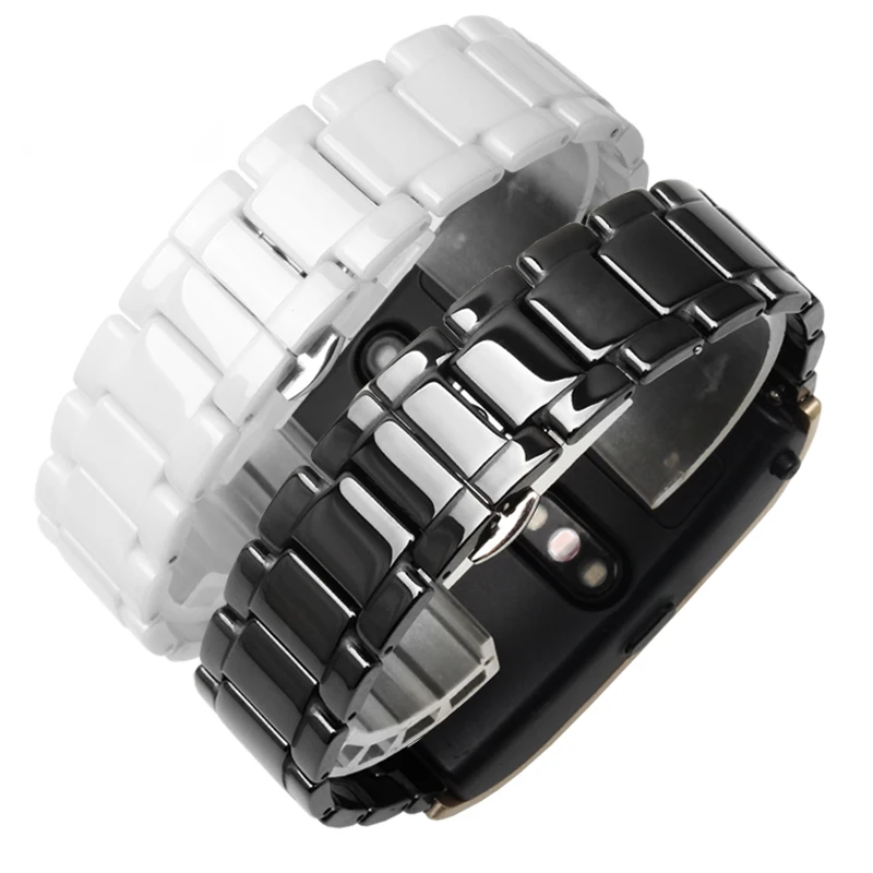 

For Huawei Bracelet B5 smart Sports Bracelet Band Business Black and White Butterfly Button Ceramic Watch Chain
