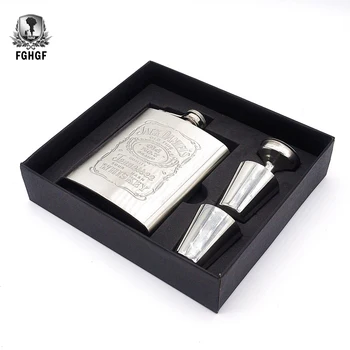 

1 Set Portable Stainless Steel 7 Oz Hip Alcohol Flask Set Drinkware Whiskey Whisky Bottle Shot Gun Flask Flagon For Gift