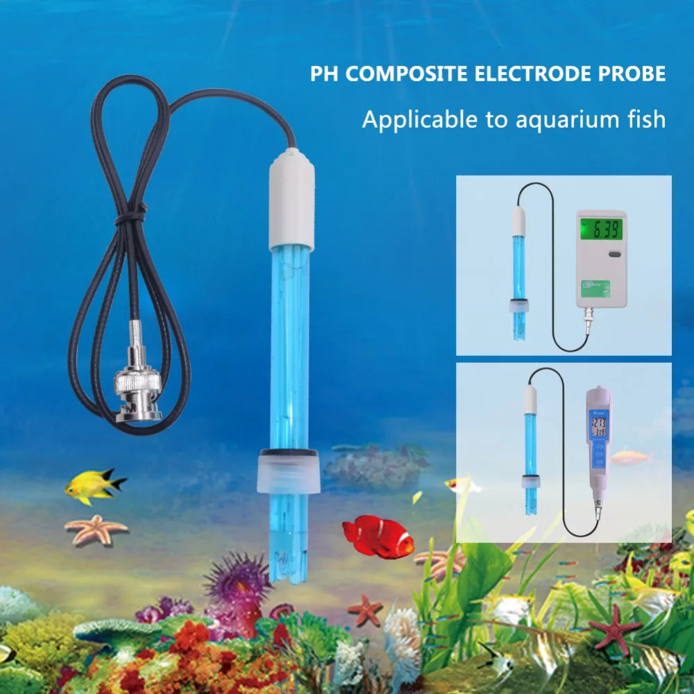 PH Electrode Probe BNC Connector for Aquarium PH Controller Meter Sensor with Calibration Liquid
