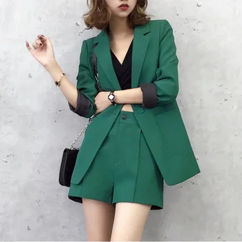 

Short Pants Suits For Women Casual Office Business Suits Uniform Styles Elegant Formal Work Wear Sets J17QT2030