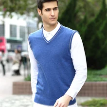 Новое поступление, деловой жилет, мужской однотонный шерстяной пуловер, свитер, жилет, модный, умный, Повседневный, v-образный вырез, без рукавов, шерстяной свитер, жилет