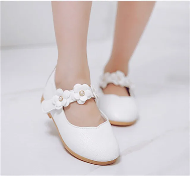 Xinfstreet Children Shoes Princess Girls Pu Leather Flower Solid Cute ...