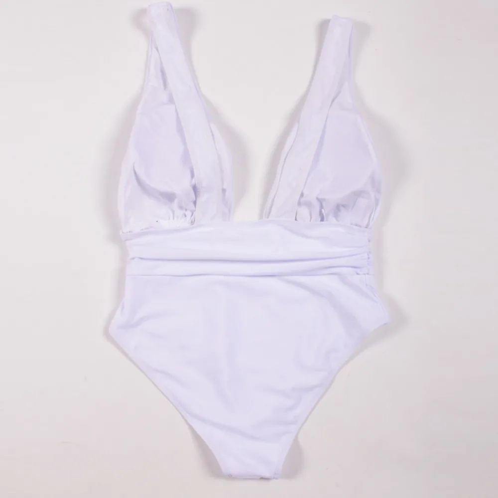 2019 Whole Swimsuit Solid Sexy One Piece Swimsuit Deep V Female Backless Bodysuit Monokini Swimwear Women Bathing Suit  (6)