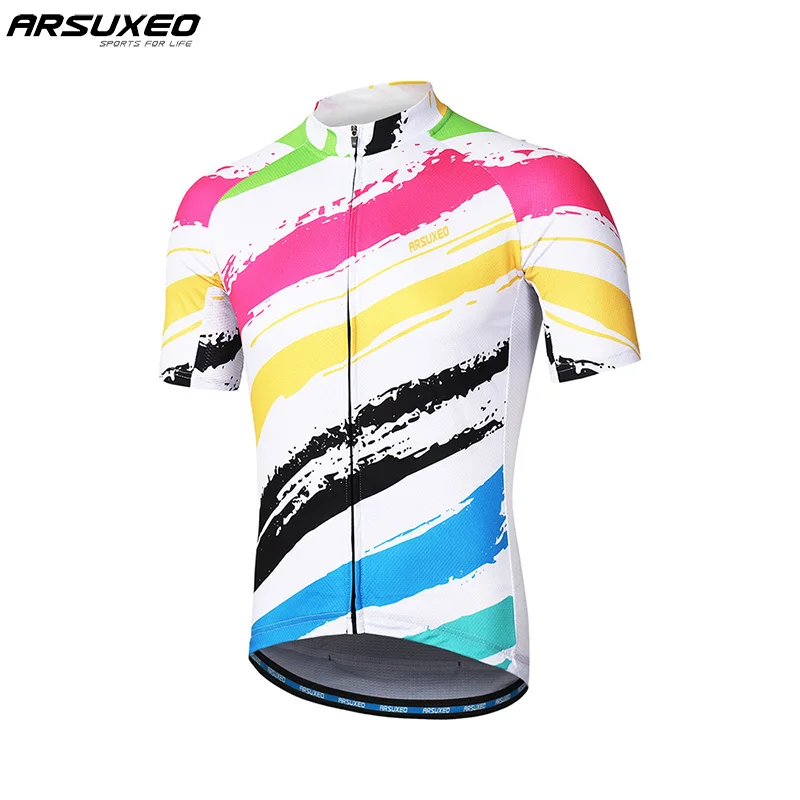 

ARSUXEO 2018 New Arrival Men Cycling Jersey Short Sleeves Mountain Road Bike Bicycle Shirts MTB Jersey Reflective Maillot
