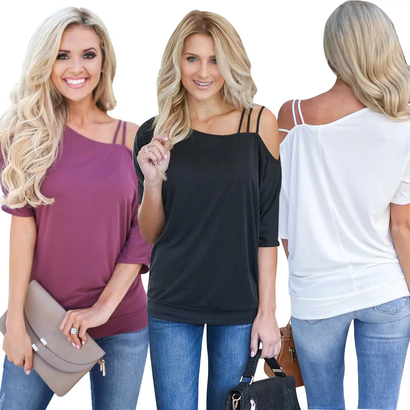 

Summer Tops for Women 2019 Sexy Off the Shoulder Harajuku T Shirt Plus Size Casual Black White Harajuku Streetwear Female Top
