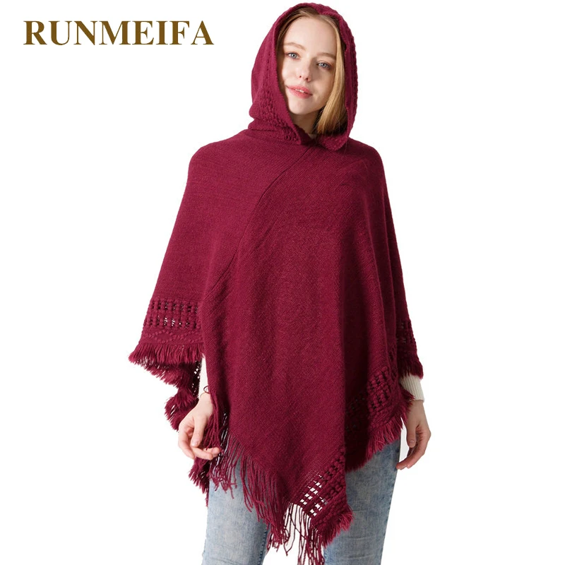 

RUNMEIFA brand 2018 design new winter scarf cloak for women muffler Poncho acrylic with hat cape of operator cap Scarves