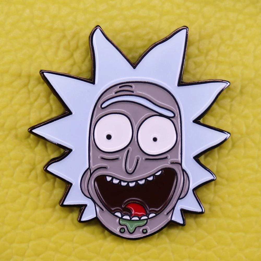 

Scared face Rick enamel pin blast rock brooch cute cartoon pins funny adventure jewelry gift jackets backpack badge accessories
