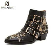 Prova perfetto 2020 luxo rebite flor botas curtas mulheres dedo do pé redondo susanna cravejado genuíno couro tornozelo botas zapatos de mujer
