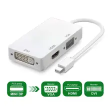 Mini Displayport Type-C to HDMI DVI VGA Cable 3 in 1 Mini DP Thunderbolt Port to Hdmi DVI VGA TV AV HDTV Adapter Converter displayport to hdmi vga hd convertor white
