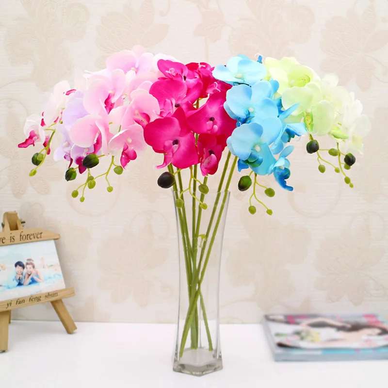 Flone Artificial Orchid Silk Fake Flowers Branch 78cm Butterfly Orchid Wedding Arch Flowers Home Balcony Decoration Orchidea (37)