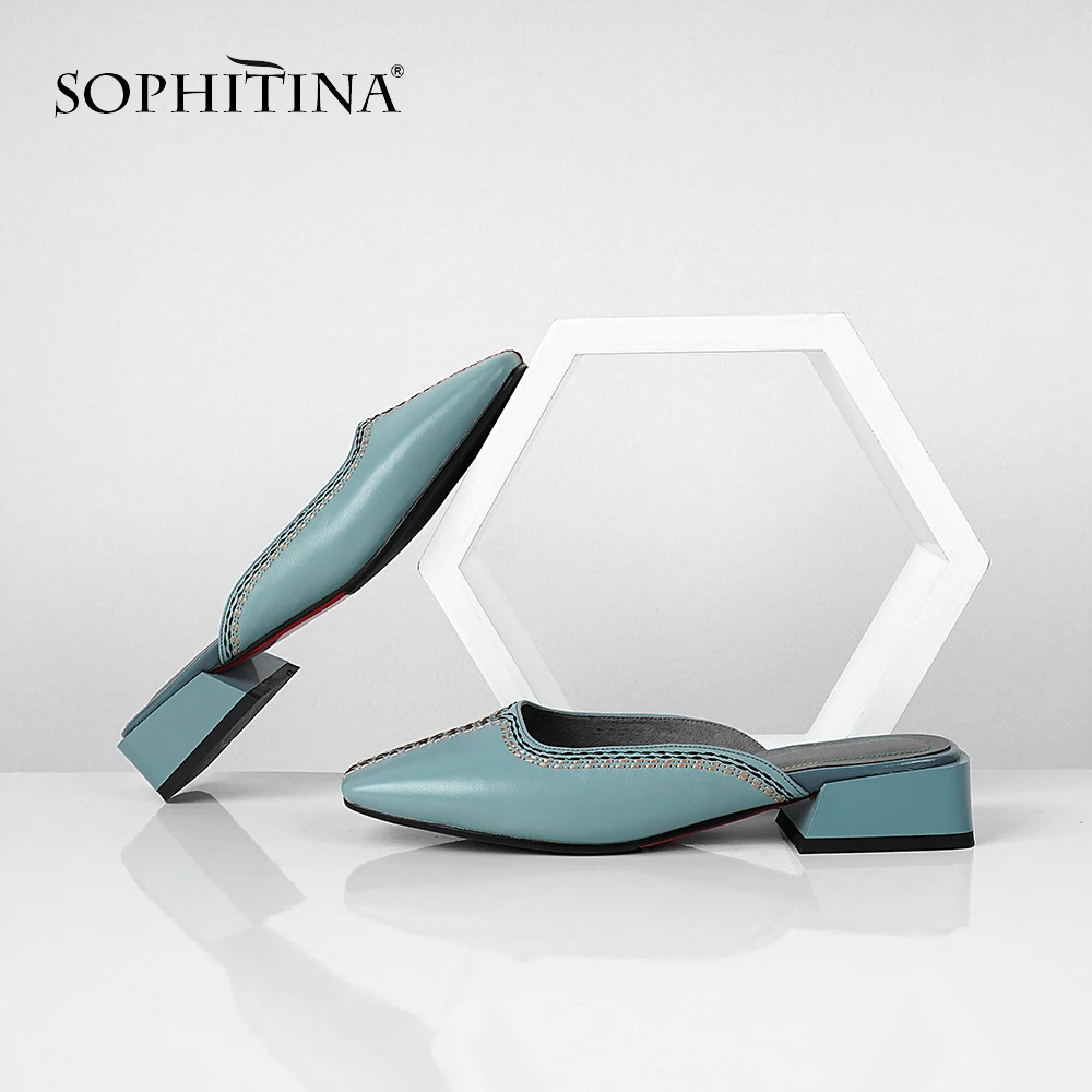 SOPHITINA/модные однотонные женские тапочки удобные туфли с квадратным каблуком