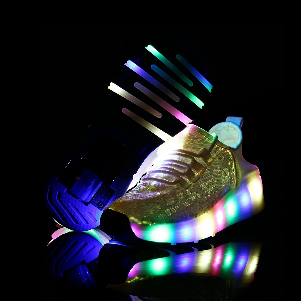 

Adults SIZE 28-40 New Summer wheel Led Fiber Optic Shoes for girls boys men women Recharge glowing Sneakers Man light up shoes