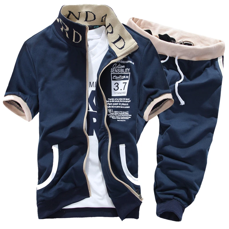Костюм спортивный мужской с коротким рукавом приталенный лето 2020|summer tracksuit men|set