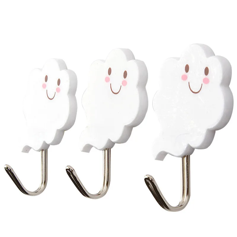 

3 Pcs/Set Bathroom Kitchen Clouds Hanger Adhesive Hooks Stick on Wall Hanging Door Clothes Towel Holder Racks