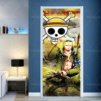 

Print 3D Door Self Adhesive Decal One Piece Character Anime Picture Poster Diy Home Decoration Paper Waterproof Sticker Artwork