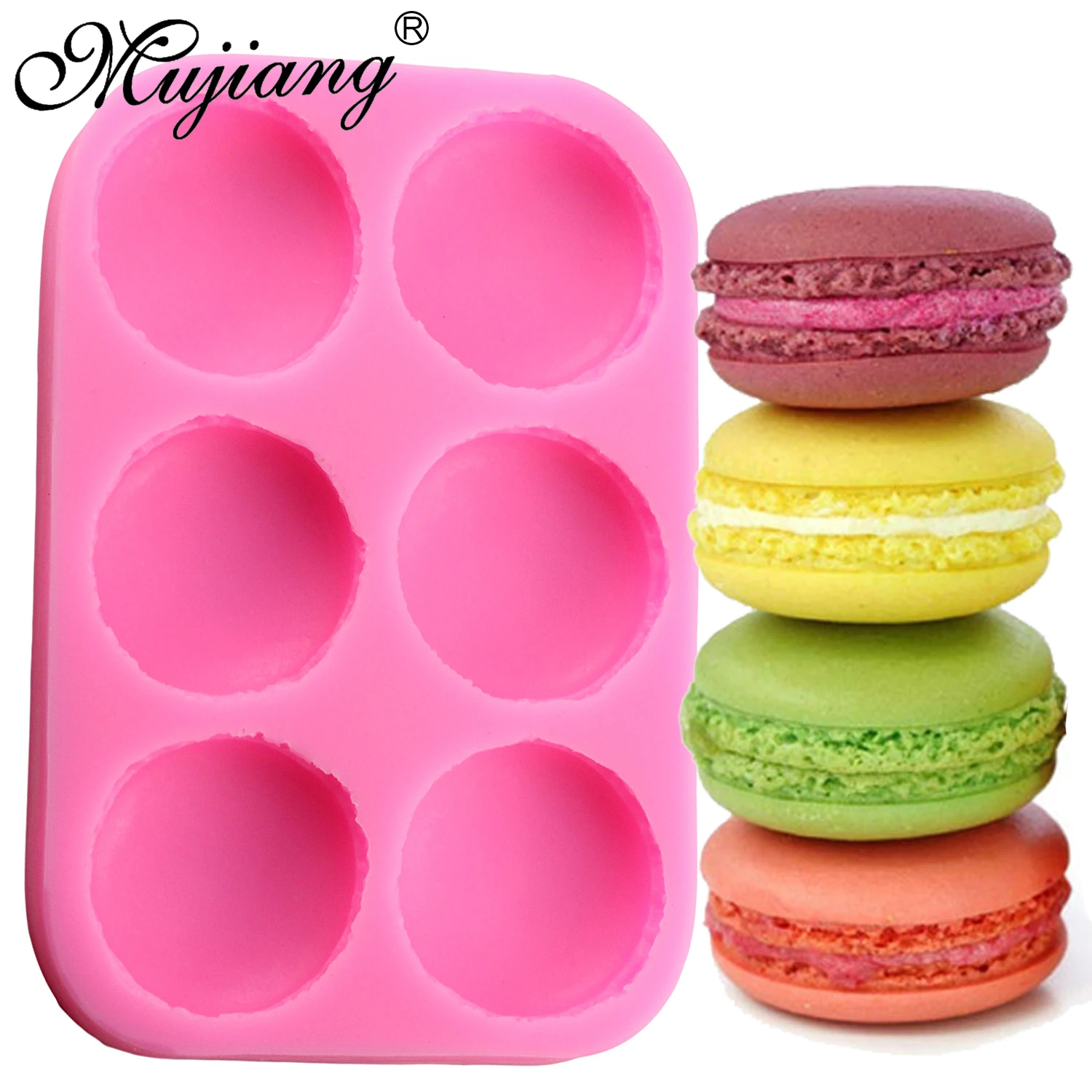 Mujiang Moules A Gateaux En Silicone 6 Cavites Macaron Hamburger Fondant Outils De Decoration Chocolat Bonbons Savon En Argile Aliexpress