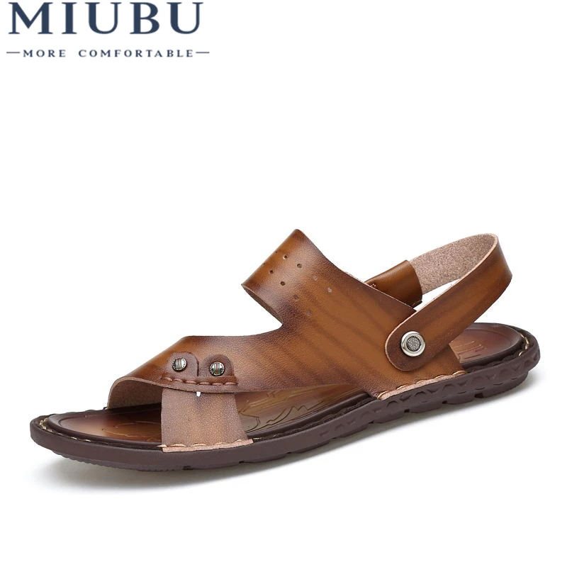 

MIUBU Brand Hot Sale New Fashion Summer Leisure Beach Men Shoes High Quality Leather Sandals Fashion Men's Sandals