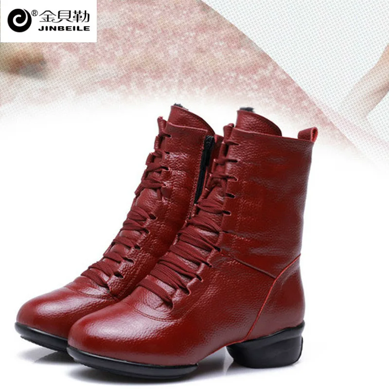 Women's boots, spring, summer, new leather, soft bottom, fitness shoes, modern dance, square dance, Sailor Dance shoes.