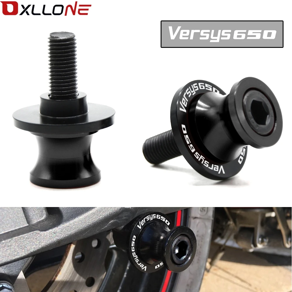 

For Kawasaki Versys 650 Versys650 Motorcycle Accessories 10 MM Swingarm Slider Spools CNC Aluminum Screws With Versys 650 LOGO