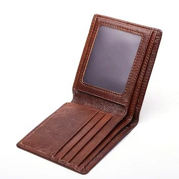 

Thin Wallet Genuine Leather Purse Cowhide for Business Office Men High Quality