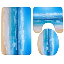 3 шт. Набор ковриков для ванной пляж CAN море узор ванная комната нескользящий коврик памяти пенный ванный коврик и комплект коврик для туалета