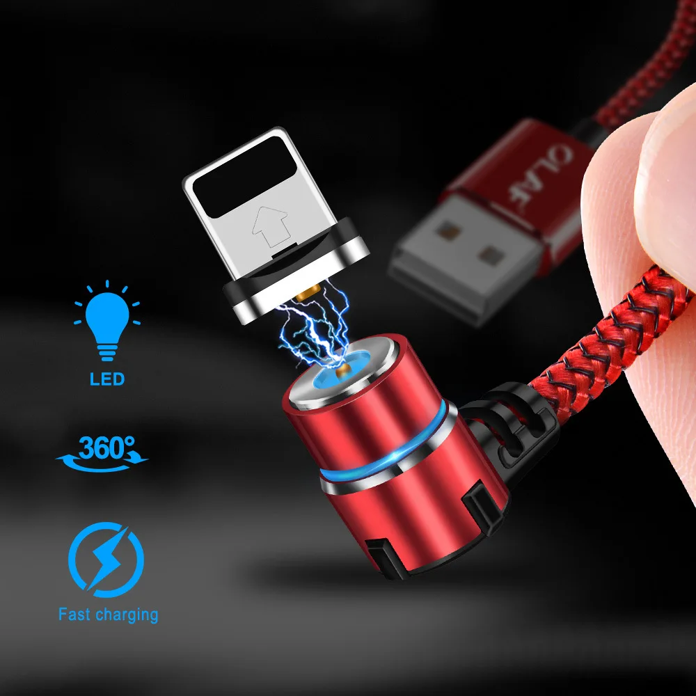 1 m (100 سنتيمتر) مشروط 90 درجة L نموذج USB نوع C كابل مغناطيسي ل فون هواوي سامسونج IOS مايكرو سريع تهمة الهاتف المحمول كابل