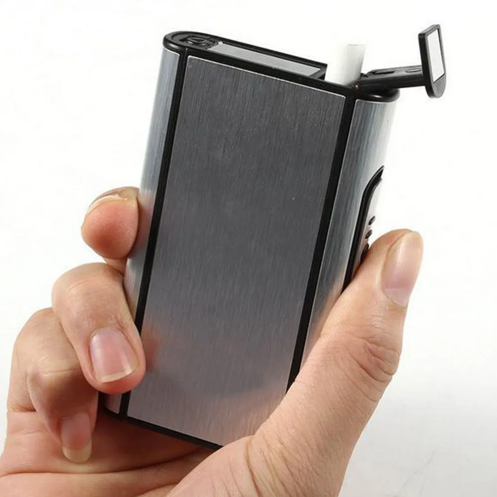 Uitra-Thin-Windproof-Lighter-Metal-Frosted-Cigar-Cigarette-box-Holder-10pcs-Smoke-Tobacco-Storage-Case-Popup (1)