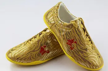 

5color full leather kung fu shoes wushu sneaker kungfu martial arts performance shoes silver/golden/black/red/blue