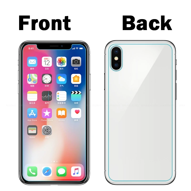 2 шт./лот переднее заднее закаленное стекло для iPhone 6 6S 7 8 Plus X XR XS Максимальная