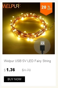 Светодиодный светильник Welpur, USB 5 в 2 м 5 м 10 м, праздничное освещение, для улицы, для праздника, вечеринки, свадьбы, фея, Рождественский светодиодный светильник