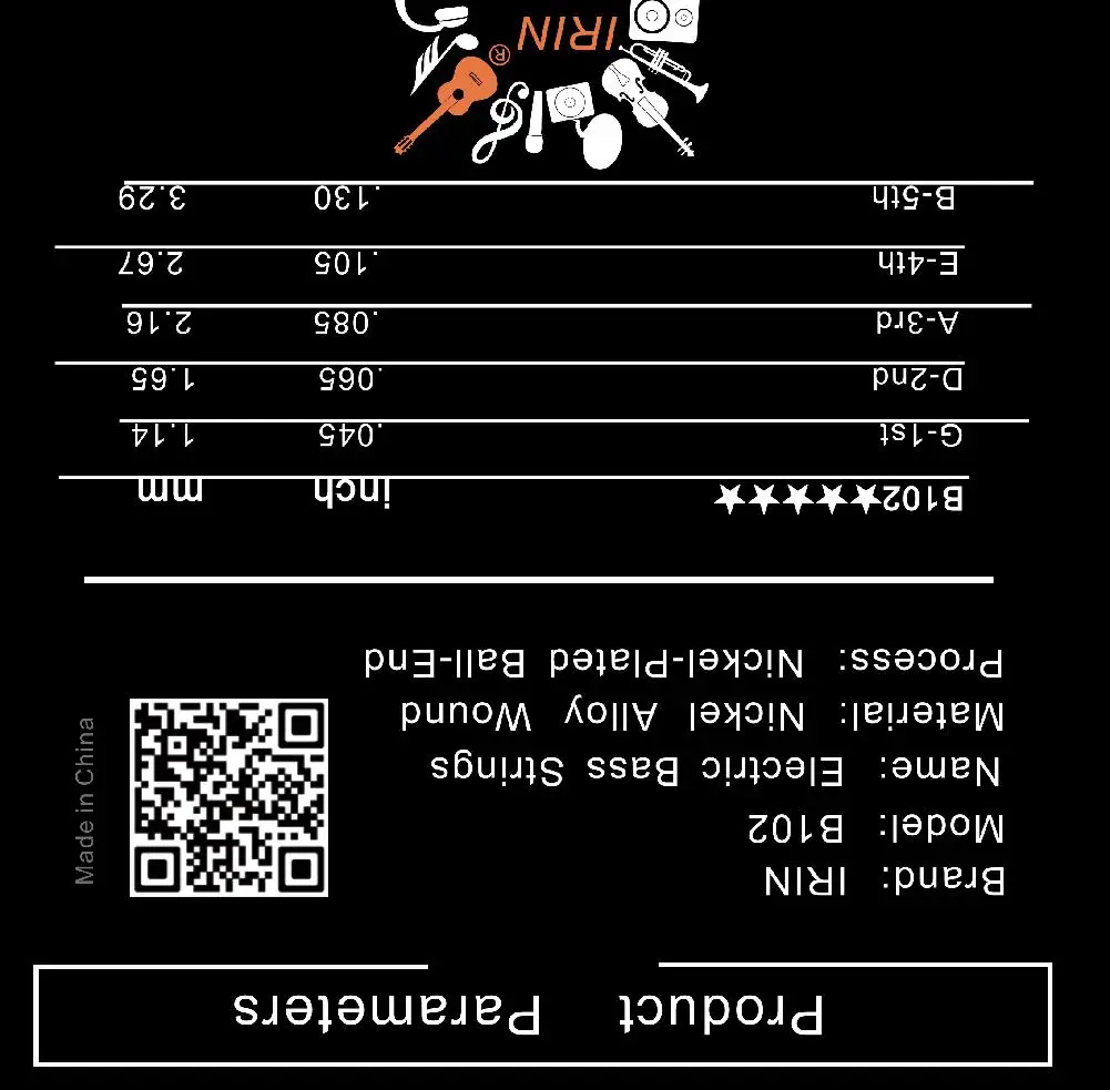 IRIN 5 шт. электрический бас струны набор никелированный сплав стальной сердечник завернутый струны 5-струны Замена баса аксессуар B102