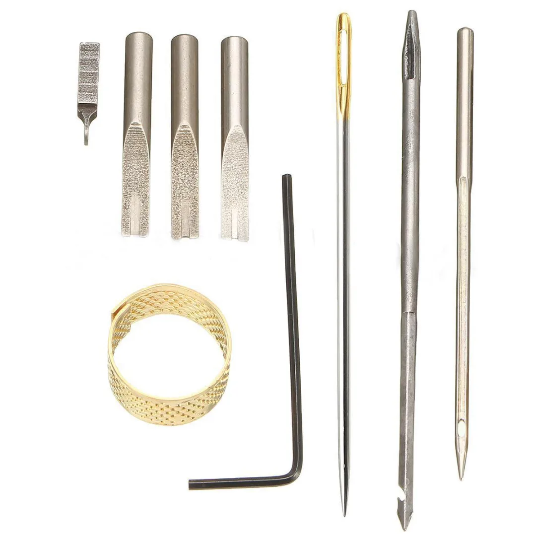 JX-LCLYL 48pcs Leather Craft Hand Tool Kit Sewing Stitching Thread Punch Groover Awl Set