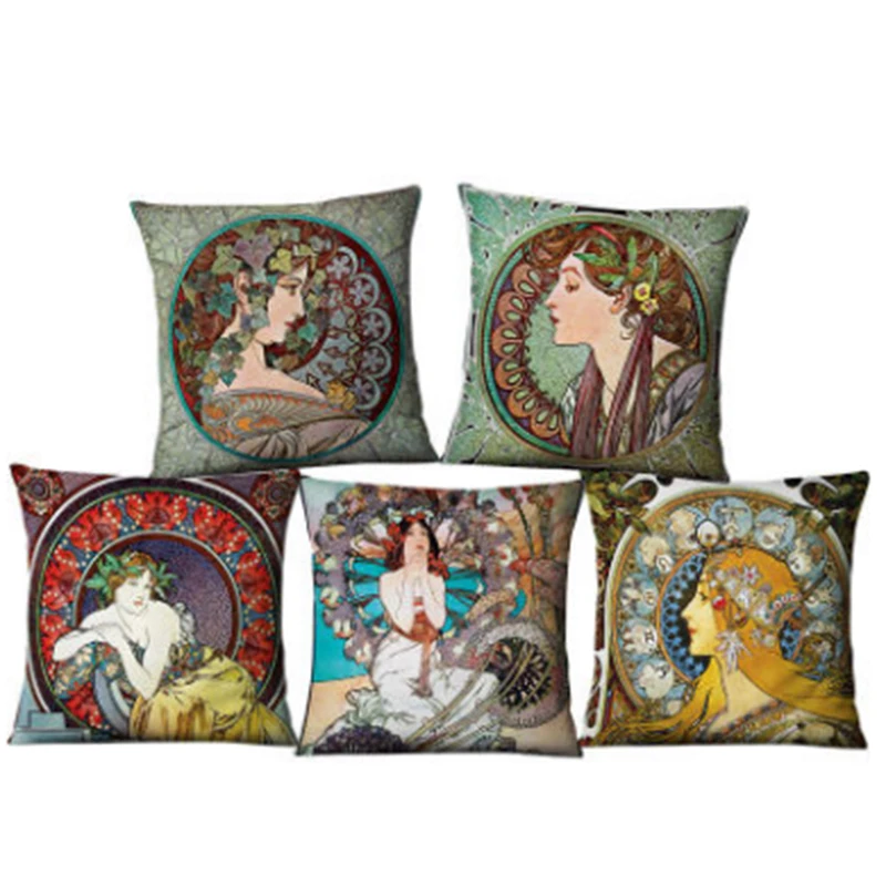 

Pillow With Character Pattern European Pillows Linen Material Seat Cushion Texture Comfortable Soft Nap can be Used Chair