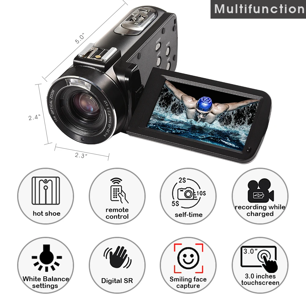 Ordro hdv-z82 видео Камера 10x Оптический зум FULL HD 1080 P видеокамера с внешнего микрофона Широкий формат объектива