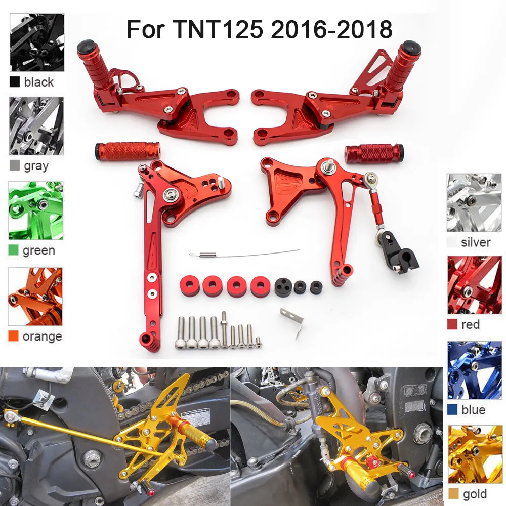 

CNC Aluminum Adjustable Rearsets Foot Pegs For Benelli TNT125 TNT 125 2016 2017 2018