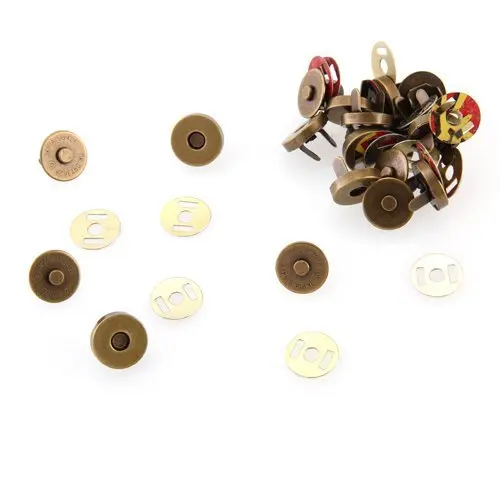 

10 Sets Antique Bronze Rivets Button Metal Bag Sewing Magnetic Clasp Buttons 0.55"
