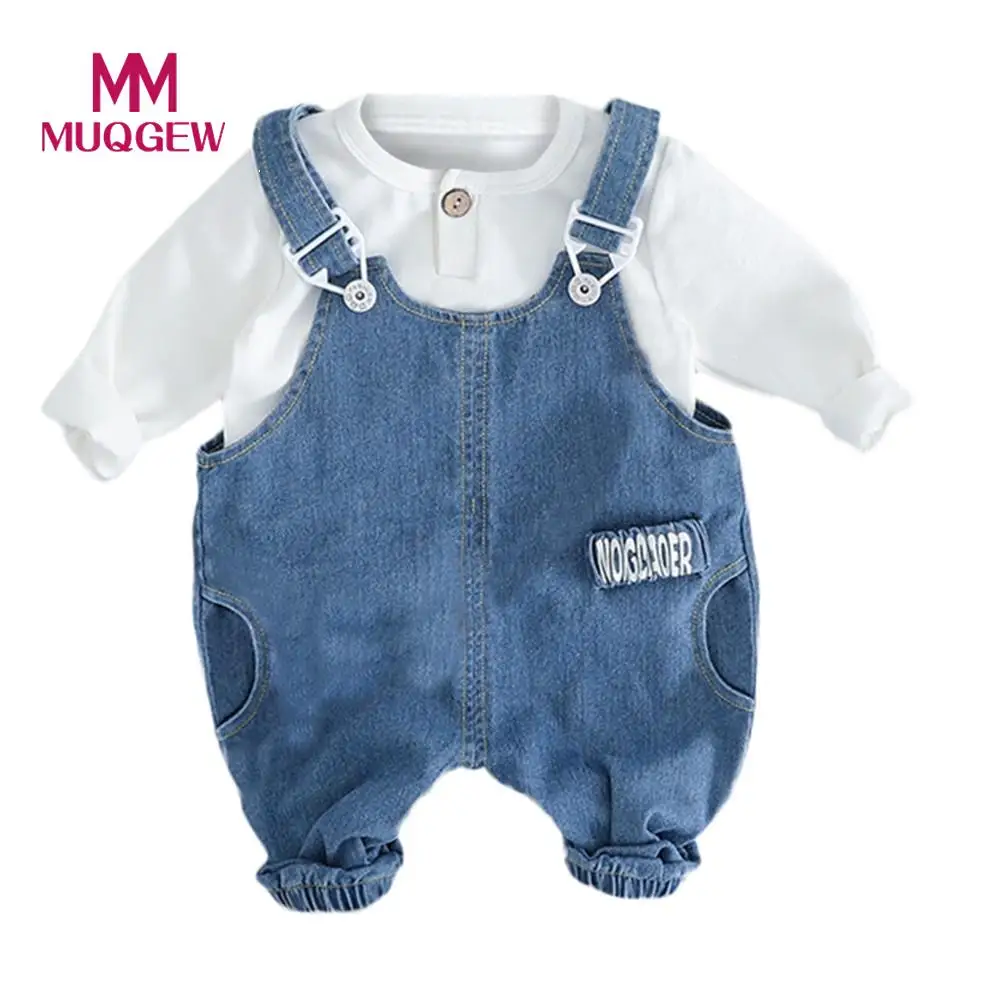 

MUQGEW 2018 Toddler Baby Boys Girls Solid T-Shirt Tops Overall Pants Trousers Outfits Set long sleeve Children Clothing #WS