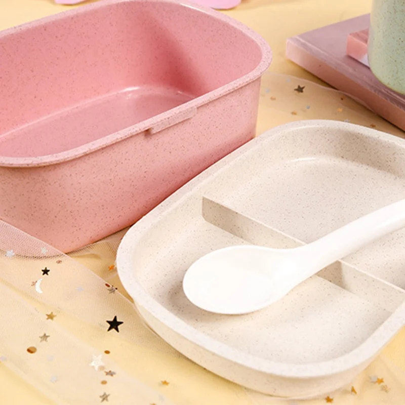 Portable Cute Unicorn Lunch Box BPA Free Wheat Straw Storage 2 Layers Adult Student Bento Boxes Food Container Microwave