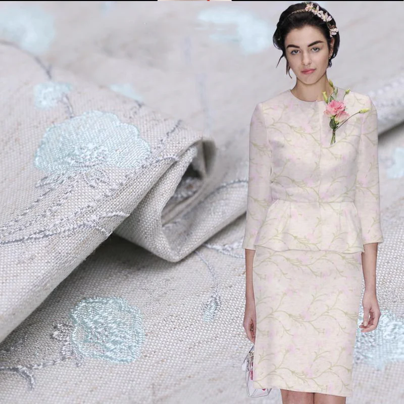 Американский стиль Роскошный розовый светло-голубой цветочный жаккард парча ткань для платья пальто ткань для шитья ткань SP2926