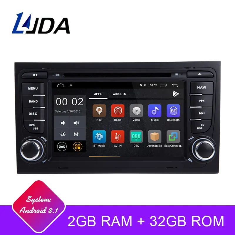 

LJDA 2 Din Android 8.1 Car Radio For Audi A4 S4 RS4 2GB RAM Car Multimedia Headunit Stereo Auto Audio GPS DVD VIDEO IPS Screen
