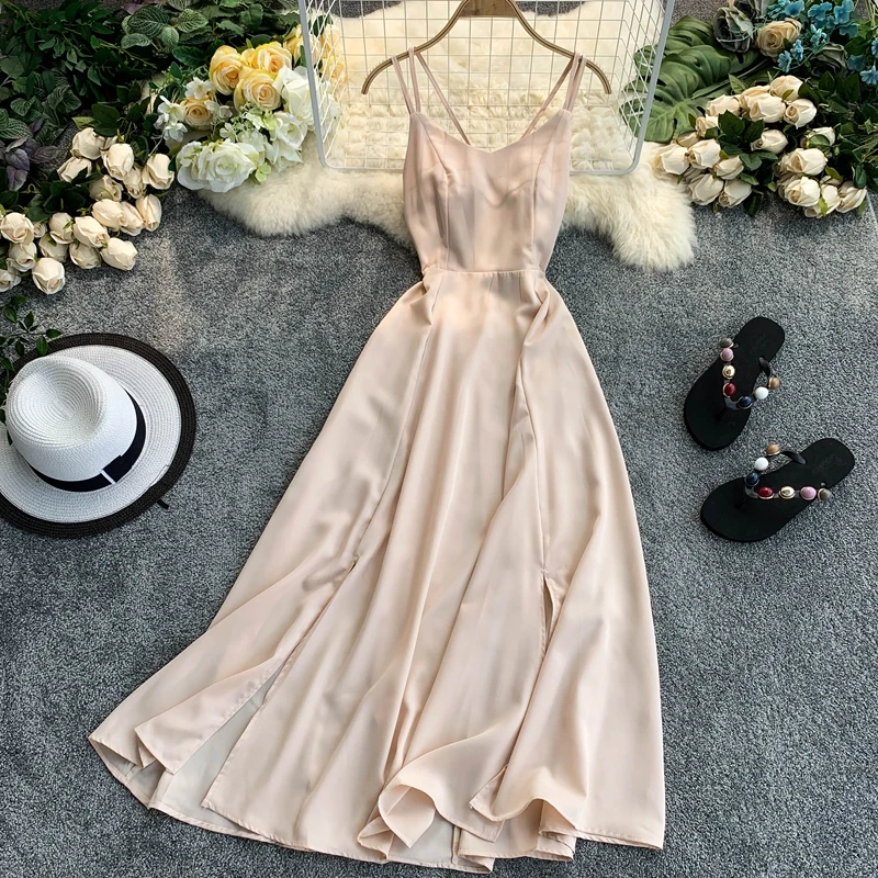 

Sexy Backless Beach Summer Dress Women 2019 Vintage Bohemian Split V Neck elegant Ladies bodycon wrap Prom Long Party Dresses
